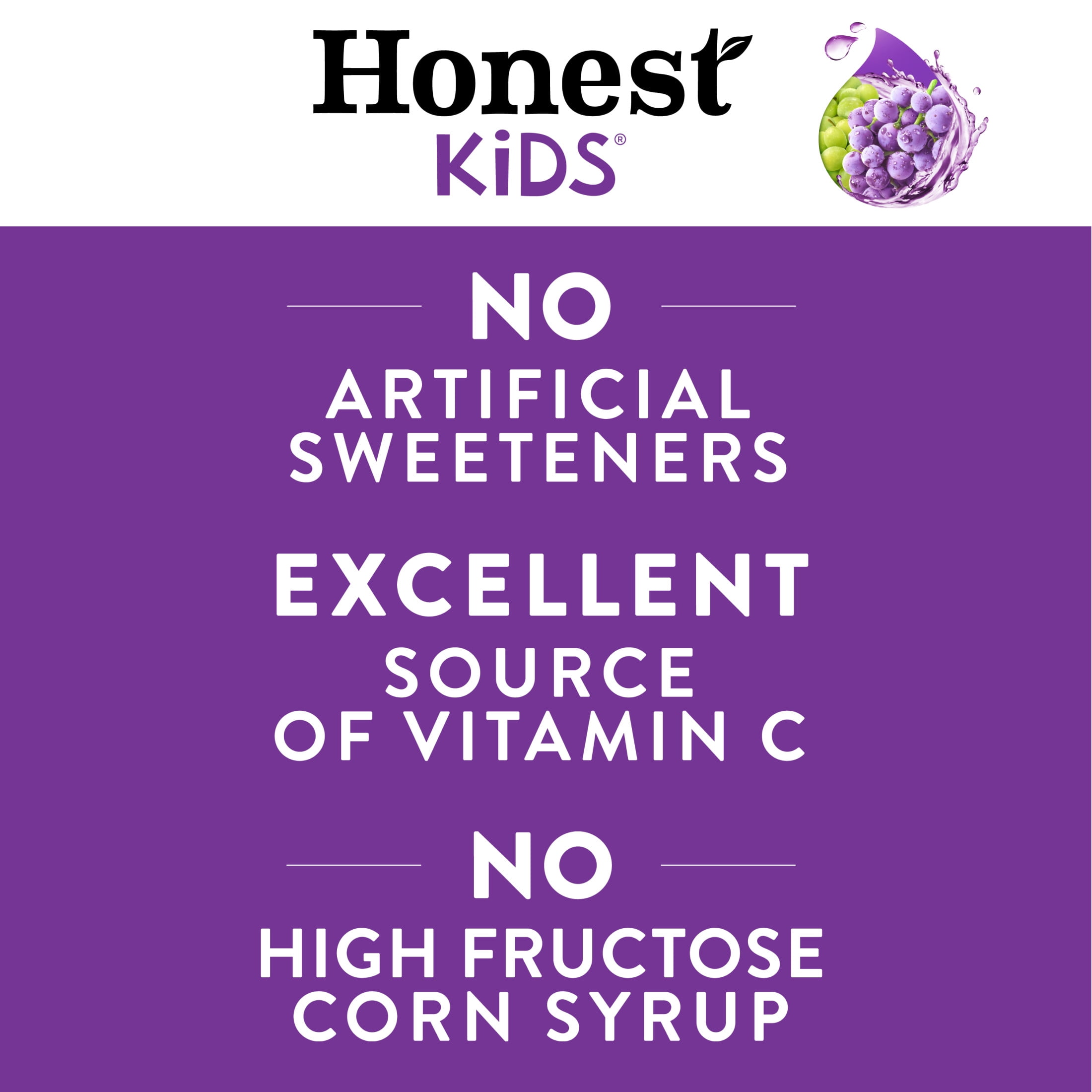 Honest Kids Organic Goodness Grapeness Grape Fruit Juice, 6.75 fl oz, 8 Pouches