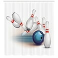 thumbnail image 3 of Ambesonne Bowling Party Shower Curtain, Thrown Ball Hit, 69"Wx70"L, White Pale Blue Red, 3 of 3
