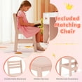 thumbnail image 4 of Gymax Kids Vanity Desk w/ Lights Open Bookshelf Storage Drawer Compartment & Shelves Pink, 4 of 9