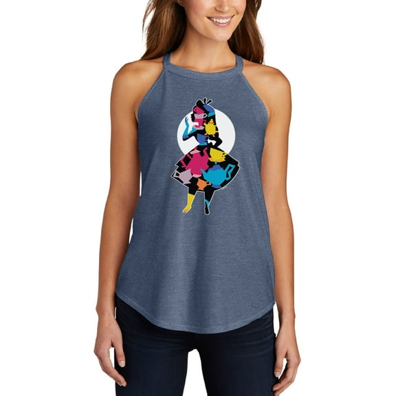 Alice In Wonderland - Teacup Silhouette - Juniors High Neck Tank Top
