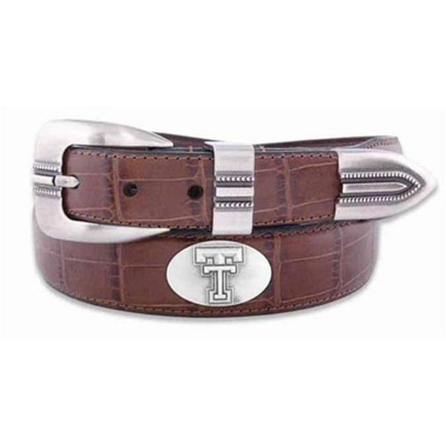 ZeppelinProducts TXT-BOLPTCRC-TAN-32 Texas Tech Concho Croc Tan Leather Belt- 32 Waist
