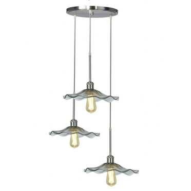 Dale Tiffany 3-Light Metal & Art Glass Pendant in Satin Nickel