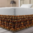 thumbnail image 1 of Island Bed Skirt, Coconut Palm Tree Leaves Monstera Areca Tropical on Horizontal Stripes, Elastic Bedskirt Dust Ruffle Wrap Around for Bedding Decor, 4 Sizes, Seal Brown and Orange, by Ambesonne, 1 of 2