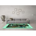 thumbnail image 3 of Ahgly Company Machine Washable Indoor Round Abstract Turquoise Blue Contemporary Area Rugs, 6' Round, 3 of 4