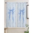 thumbnail image 5 of Cute Bow Bathroom Window Curtain, Blue Bowknot Minimalist Solid Color Light Filtering Coffee Kitchen Curtains, Bedroom Living Room Curtains 2 Panel 84"x63", 5 of 6