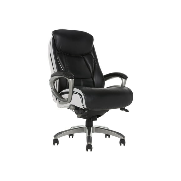 Serta Big and Tall - Chair - executive - ergonomic - armrests - tilt - swivel - foam, bonded leather - black, cream