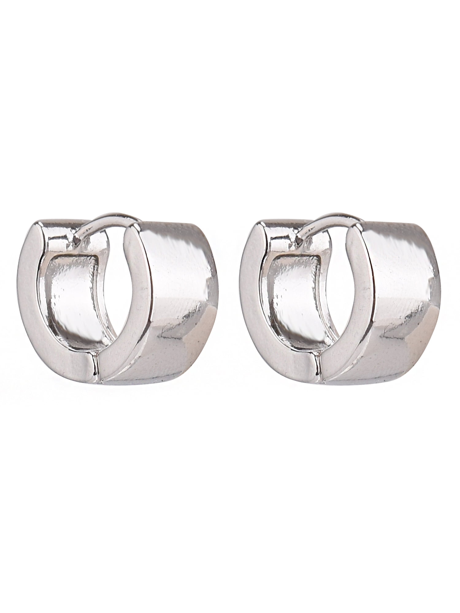 Time and Tru Adult Women's Silver Tone Small Crystal Huggie Metal Hoop Earring