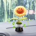 thumbnail image 1 of 5.5 x 3.2 x 2 inchesLight YellowDecoraciones para salpicadero de coche de girasol, cabezones para salpicadero, flores de punto para mujer, accesorios de adorno para coche (ojos lar, 1 of 5