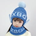 thumbnail image 4 of Dyfzdhu Winter Knitted Fleece Hood Scarf Coif Kid Knit Hat Warm Hats Blue, 4 of 9