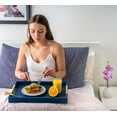 thumbnail image 3 of Home Redefined 17.5”x12” Rectangle Shagreen Faux Leather Decorative Serving Tray with Brass Metal Handles, Navy Blue, 3 of 7