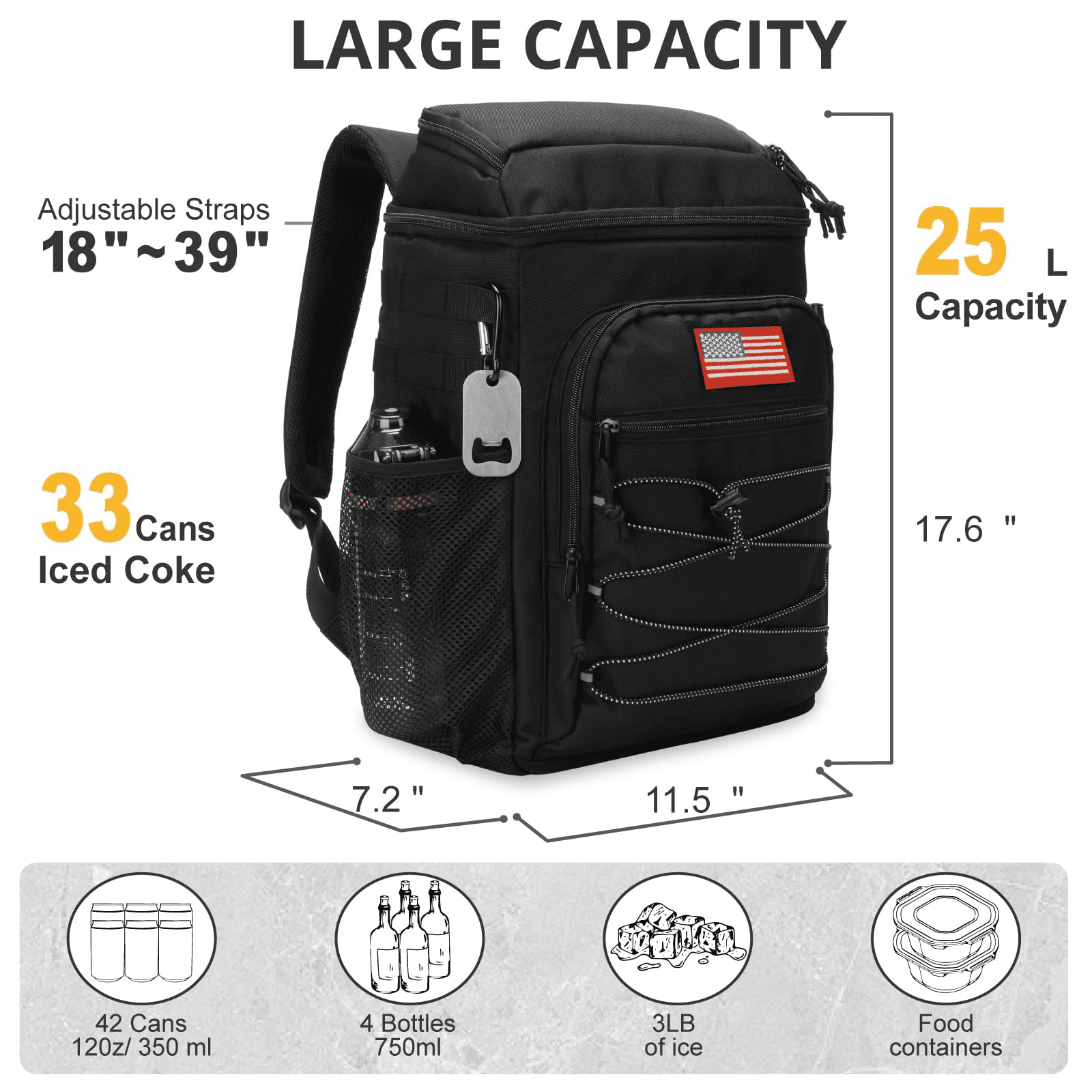 Backpack Cooler, 25L Cooler Backpack Insulated Leak-Proof, Heavy Duty Large Lunch Backpack, Waterproof Ice Chest Backpack for Men Women Adults Work Day trip Camping Beach Hiking Essential