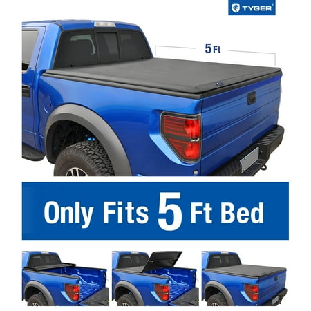 Tyger Auto T3 Tri-Fold Truck Bed Tonneau Cover TG-BC3T1030 works with 2005-2015 Toyota Tacoma | Fleetside 5' Bed | For models with or without the Deckrail