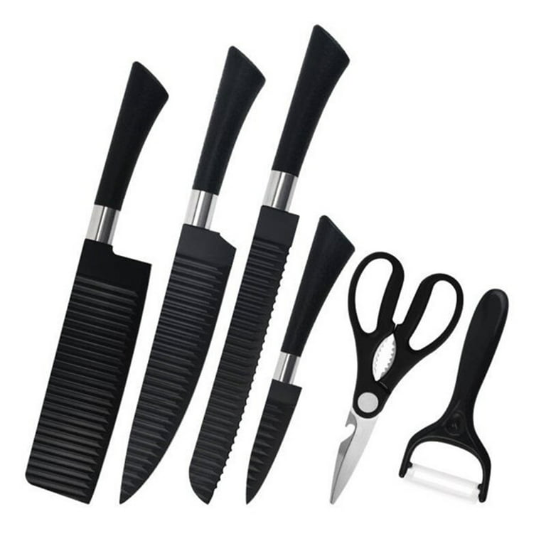 6 Pcs Colorful Kitchen Knife Set,Colored Kitchen Knives Set with Non-Stick Coating for Cooking,Travel, Pink