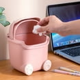 thumbnail image 4 of Desktop Trash Can Plastic Mini Lovely Living Room Dining Table Wastebasket with Lid for Home Pink Little Elk, 4 of 4