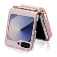 thumbnail image 4 of ChicShell Wallet Case For Samsung Galaxy Z Flip 6, RFID Blocking PU Leather Zipper Handbag Purse Flip Cover, Kickstand Case with Card Slots Holder Wrist Strap Lanyard, Pink, 4 of 10