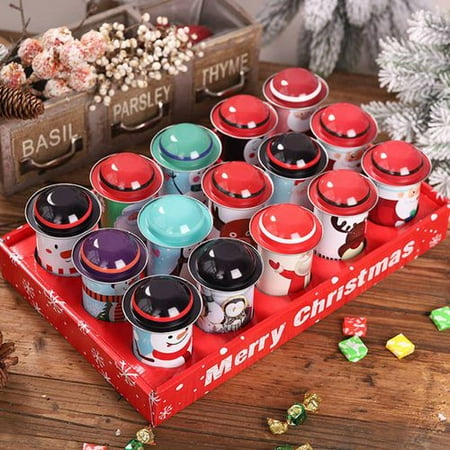 Nesting Cookie Tins AkoaDa Christmas Candy Tin Box Cookie Candy Storage Containers with Lids, Christmas Decorations Storage Cans Children Gift Bucket Christmas Candy Jar, Random Style ()
