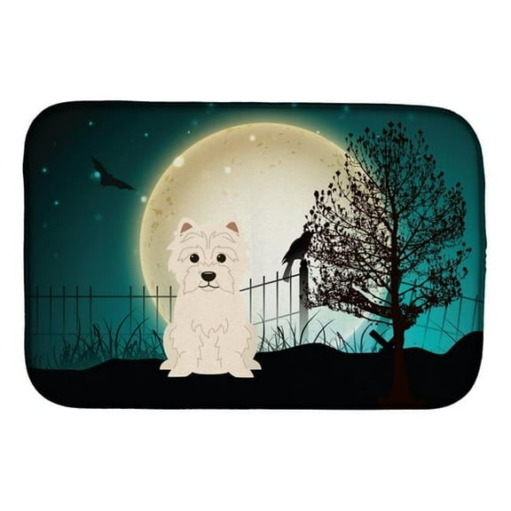 Halloween Scary Westie Dish Drying Mat