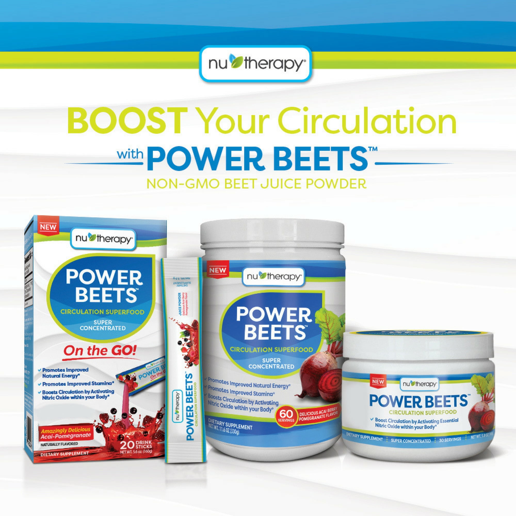 Nu-Therapy Power Beets Suppement Powder, Acai Berry Pomegranate, 5.8 oz, 30 Serving