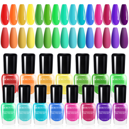 Morovan Nail Polish Set:15 Bright Color 0.25oz Quick Dry DIY Nail Art at Home Nail Polish Gift Set for Women