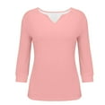 thumbnail image 5 of yunLCZ Basic Women's Tees Women's 3/4 Length Sleeve Tops V Neck Basic Tee Solid Color Shirts Blouse Tops Women's Blouse T Shirt Everyday wear simple women's T-shirts, 5 of 7