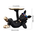 thumbnail image 3 of Estatua de resina para perro, 1 bandeja de metal, adorno de perro Bulldog fresco para regalo (negro), 3 of 6