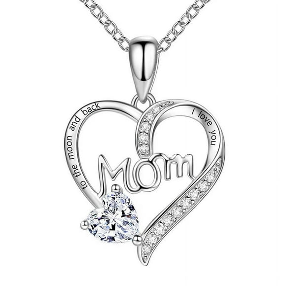 Janrevotw Women'S Necklace Mother Grandma Mother'S Day Gift Stainless Steel Heart Necklace Pendant I Love Mom Necklace Birthday