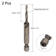 thumbnail image 2 of Uxcell M3 x 0.5 Titanium Coated High Speed Steel 6542 Combination Drill Tap Bit 2 Pack, 2 of 6