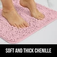 thumbnail image 4 of GORILLA GRIP Chenille Bath Rug 60x24, Rubber Backing Quick Dry Washable Microfiber Mats, Light Pink, 4 of 10