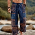 thumbnail image 2 of Bxsruta Mens Casual Pants Elastic Waist Boho Trousers Drawstring Loose Fit Summer Beach Lounge Pants, 2 of 4