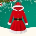 thumbnail image 2 of newwalpole Girls Cosplay Christmas Holiday Long Sleeve Hooded Santa Dress for Big Kids Red for Size 6-7 Years, 2 of 7