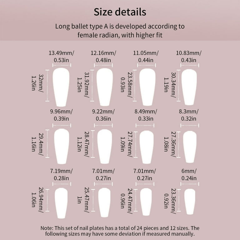 Yforlp 24PCS Acrylic Fake Nails Removable Nail Daily Wear Artificial Nails Nail Art Decoration 1ML, Gifts for Women