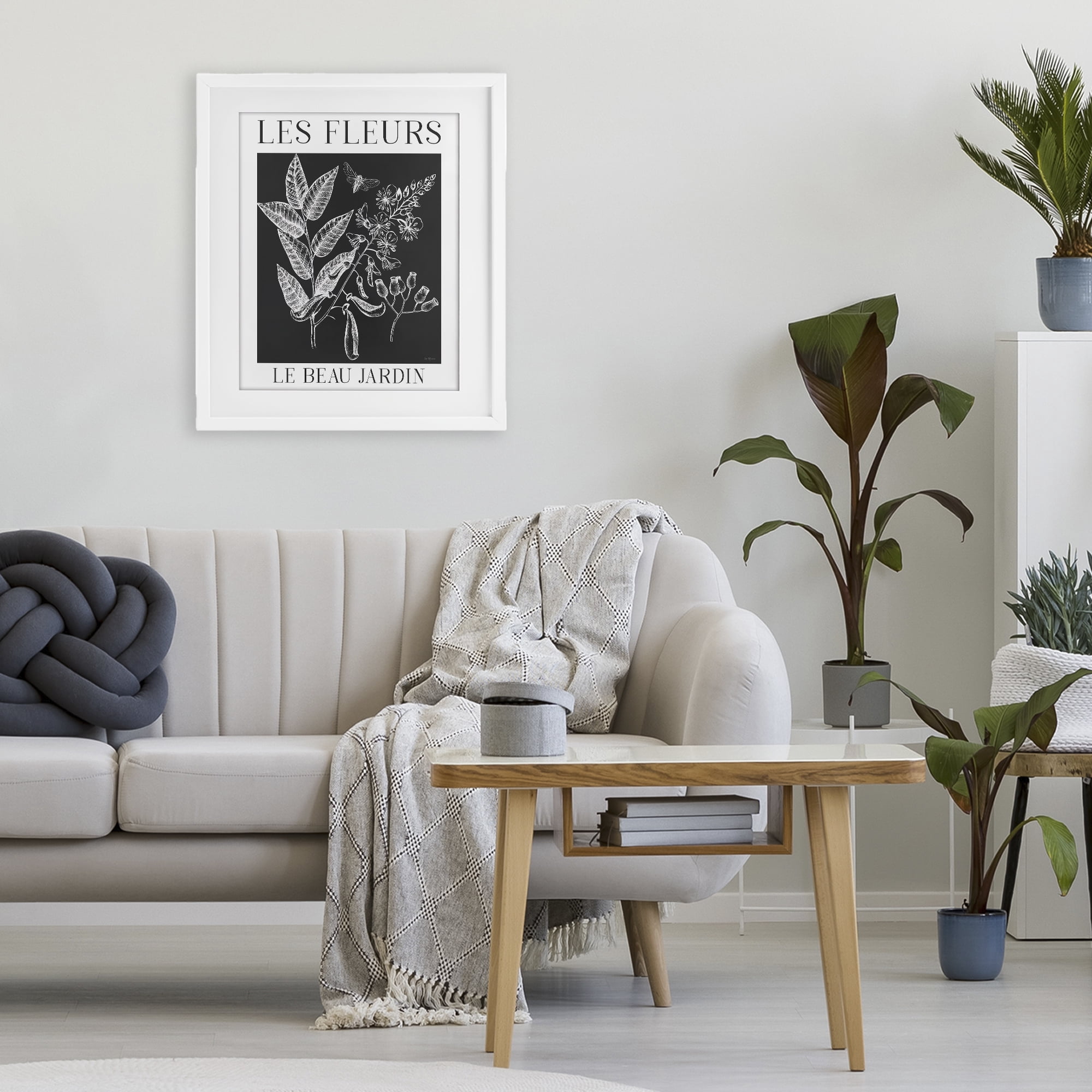 Stupell Industries Les Fleurs Black & White Contour White Framed Print Under Glass, design by Lux + Me Designs