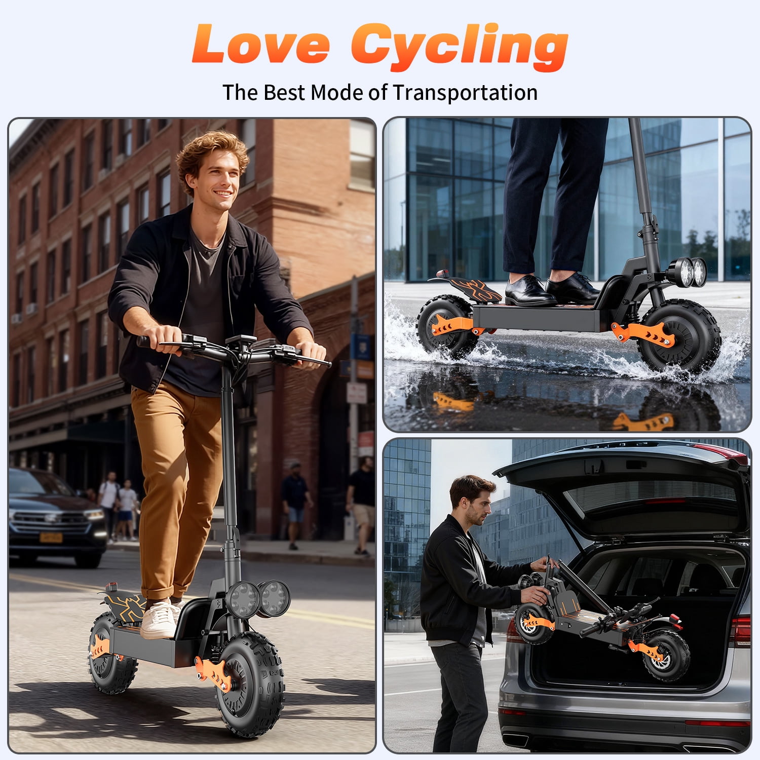 ASKGO GT28 Electric Scooterfor Adults, 3000W Dual Motor, 35MPH & 75-Mile Range, 48V 30A Battery&5 Speed, 11" Off-Road Tires, NFC & Mobile Charging, Foldable Sport Scooter for Commuting, 365LBS，UL2272