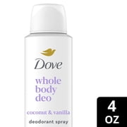 Dove Whole Body Deodorant Cooling Spray Coconut & Vanilla Aluminum Free ,4 oz