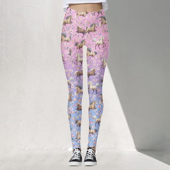 Yoga Pants Women High Waist Horse Printed Flared Yoga Pants Stretch Tummy Control Lifting Leggings Leggings Women