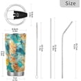thumbnail image 3 of SKYSONIC Marble Pattern Tumbler Stainless Steel Double Wall Vacuum Reusable Insulated Mug with Straw and Built-in Coaste for Cold and Hot Beverages, 20oz, 3 of 7