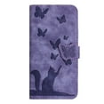 thumbnail image 3 of Decase Phone Shell for Apple iPhone 15,Butterfly Cat Embossed Pattern Folio PU Leather Card Slots Holder Wallet Cover Case With Magnetic Clasp,for  iPhone 15 - Purple, 3 of 7
