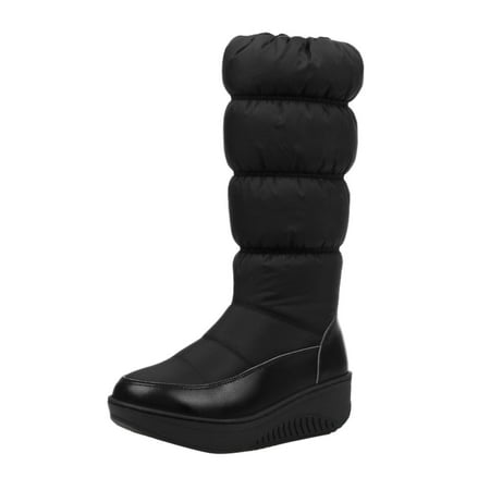 

QYZEU Women Flats for Work Snow Boot Womens 9 High Zipper Thick Soled Snow Boots Women S Cotton Shoes Warm Side Boots Women S Boots