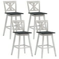 thumbnail image 1 of Gymax Tabourets de Bar Pivotants 4 Pcs 29 Pieds' Chaises de Comptoir avec Repose-Pieds Blanc, 1 of 6