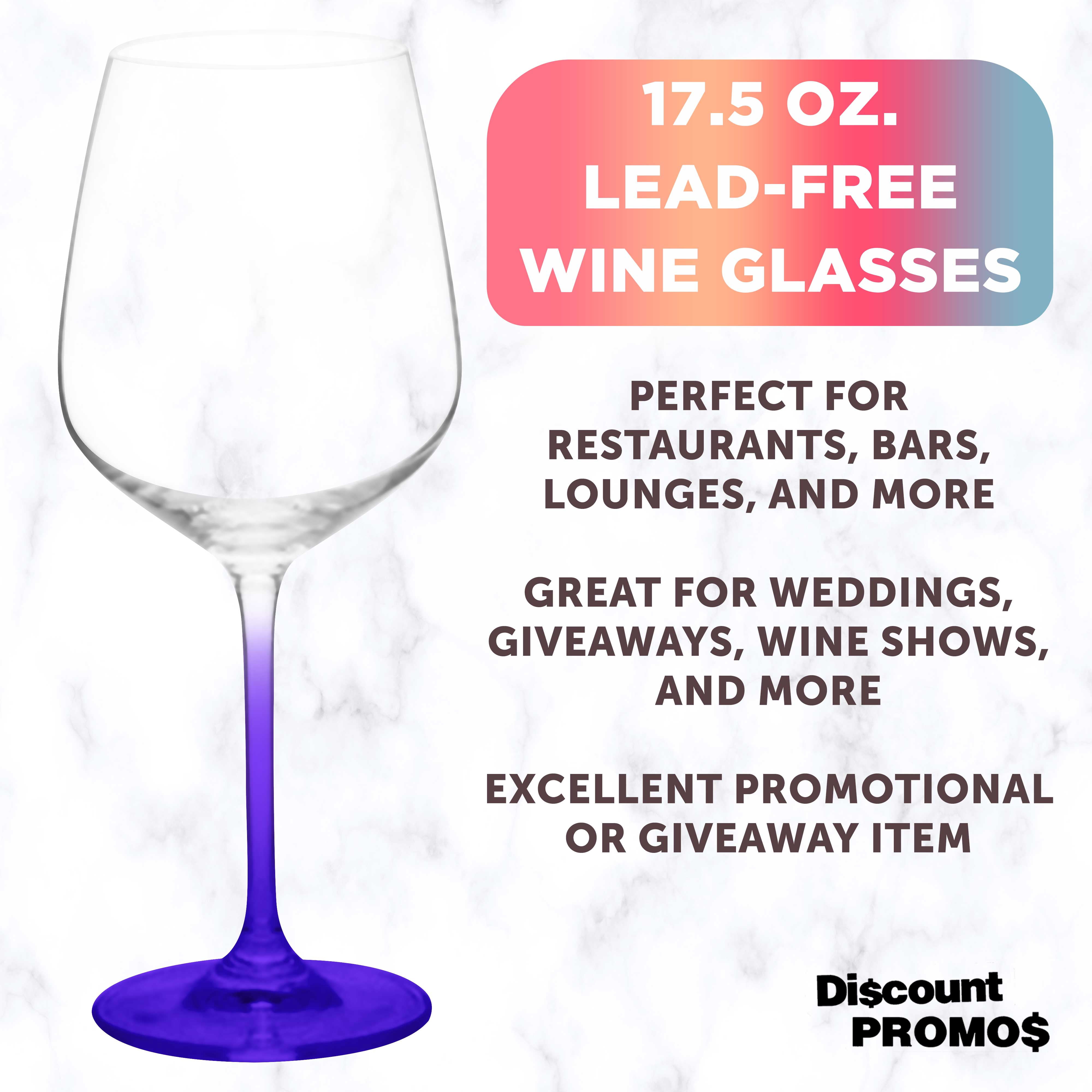 Crystal Wine Glasses 17.5 oz. Set of 12, Bulk Pack - Restaurant Glassware, Perfect for Red Wine or White Wine - Purple