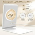 thumbnail image 6 of Rechargeable Makeup Mirror for Travel, Vanity Mirror with 80LEDs, 3 Color Light, 2000mAh Battery, Portable Ultra Slim Lighted Mirror, Travel Essential, 6 of 6