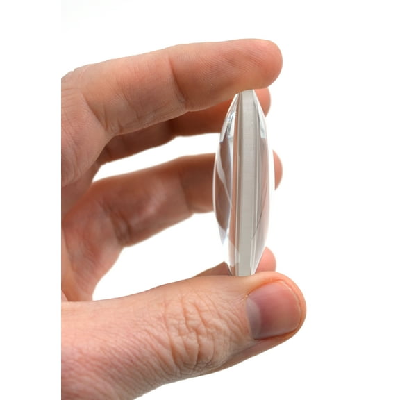 Round Double Convex Optical Glass Lens - 2" (50mm) Diameter - 50mm Focal Length - 15.5mm Thick Approx. - Eisco Labs