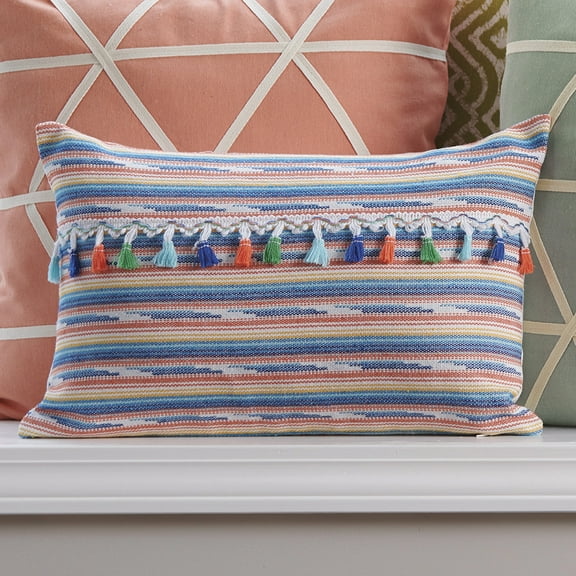 HomeMagic Decorative Pillow Cover, 18" x 12", Rag Rug