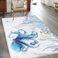 thumbnail image 2 of Rectangle Area Rugs 3 x 5 Ft, Blue Octopus Coastal Non-Slip Residential Carpet, Summer Beach Nautical Ocean Coral Starfish Indoor Crawling Mats Runner Rugs for Living Room/Dining Room/Bedroom, 2 of 8
