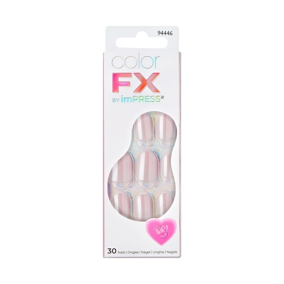 KISS imPRESS Valentine's Day Press on Nails, Adorable, Pink, Short Oval, 30 Count
