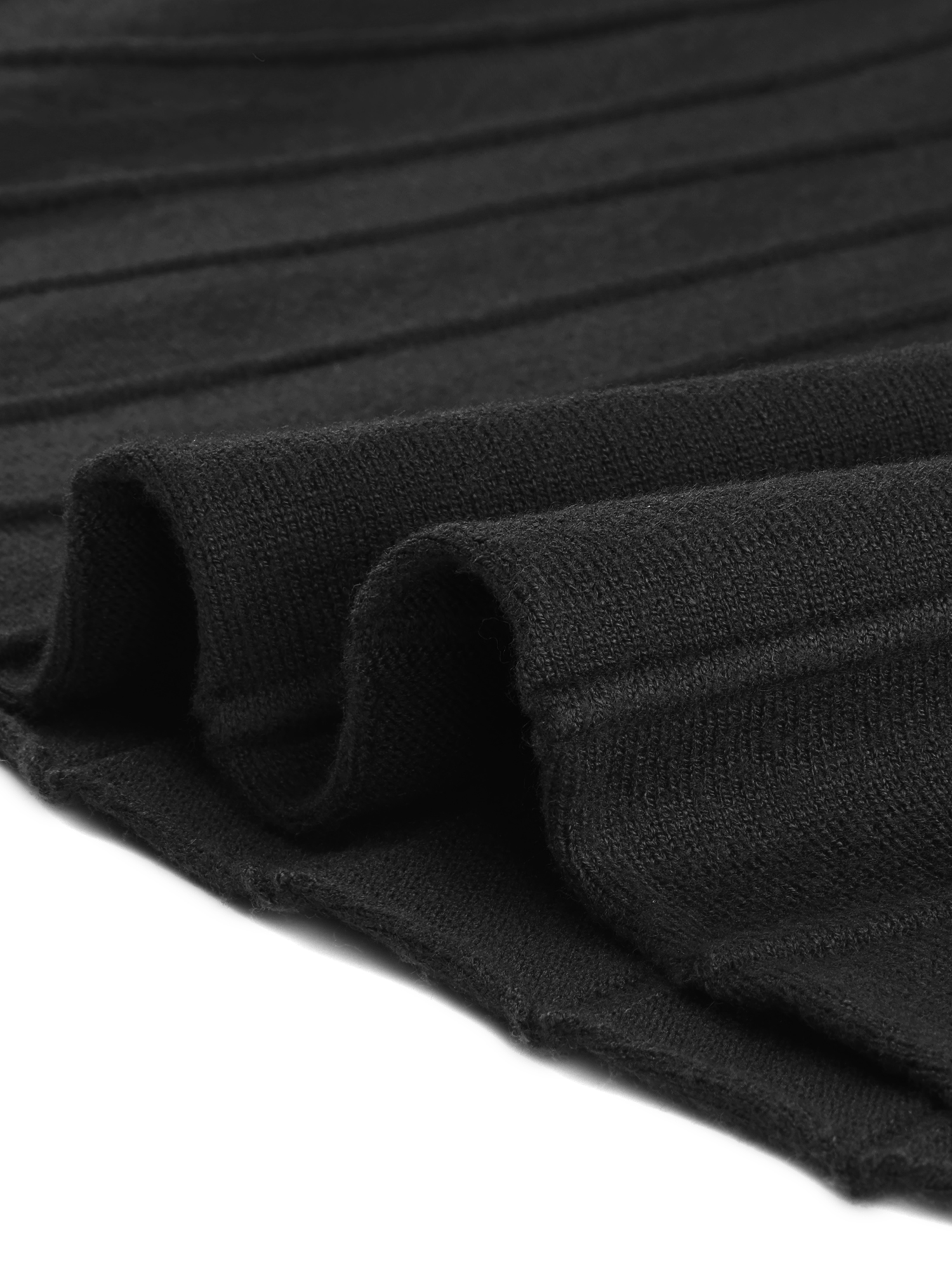 DARING DIVA V Neck Long Sleeve Tie Waist Pleated A-Line Midi Dress L Black