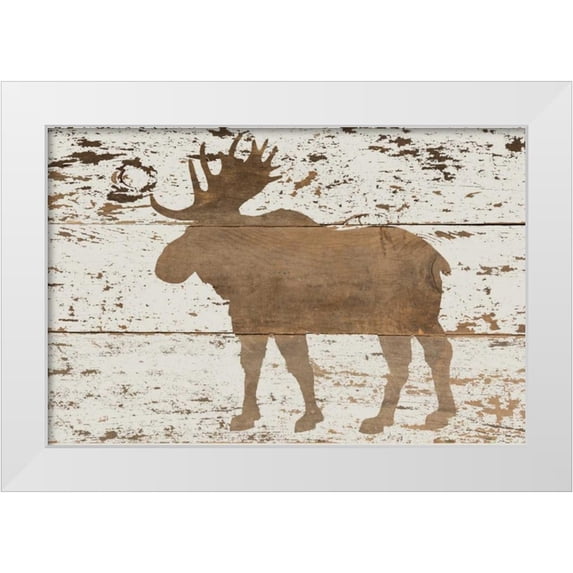 Murdock, Ramona 32x23 White Modern Wood Framed Museum Art Print Titled - Moose in Reverse