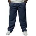 thumbnail image 4 of LWavelet Men's Vertical Striped Wide Leg Joggers - Drawstring Waist Soft Fabric Trendy Casual Daily Pants Navy M, 4 of 4