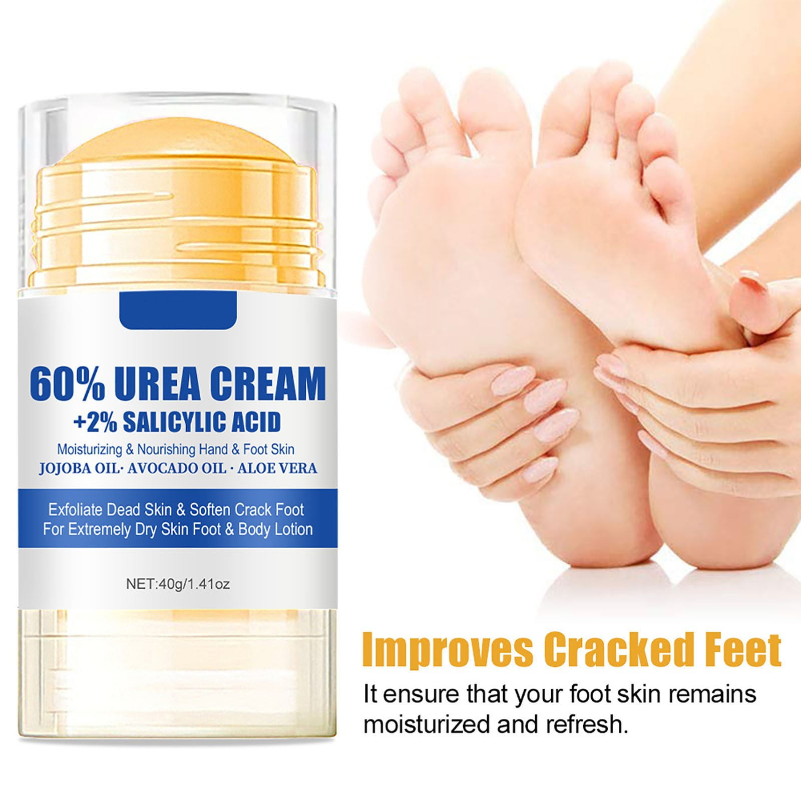 Urea Cream 60% plus 2% Salicylic Acid, Urea Cream 60 Percent for Feet Maximum Strength, 60% Urea Cream for Dry Cracked Heels and Feet, Callus Remover, Urea Cream for Feet, Hands, Knees