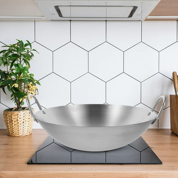 ifundom Large Stainless Steel Stir Fry Pan with Dual Handles, Cookware for Everyday Cooking, 12-Inch Skillet